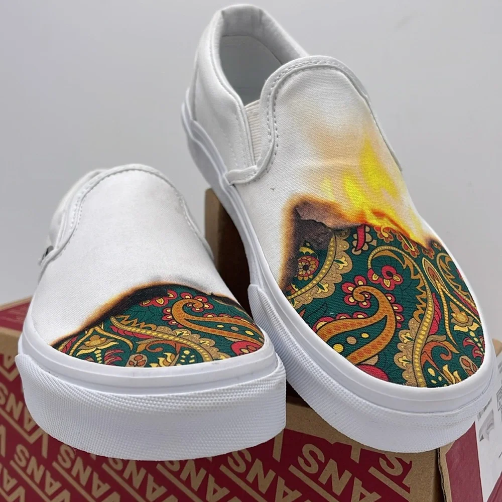 Vans Canvas Men’s Slip-On Shoes in Desert Vibes Oat Classic Slip-On (Big Reveal)
